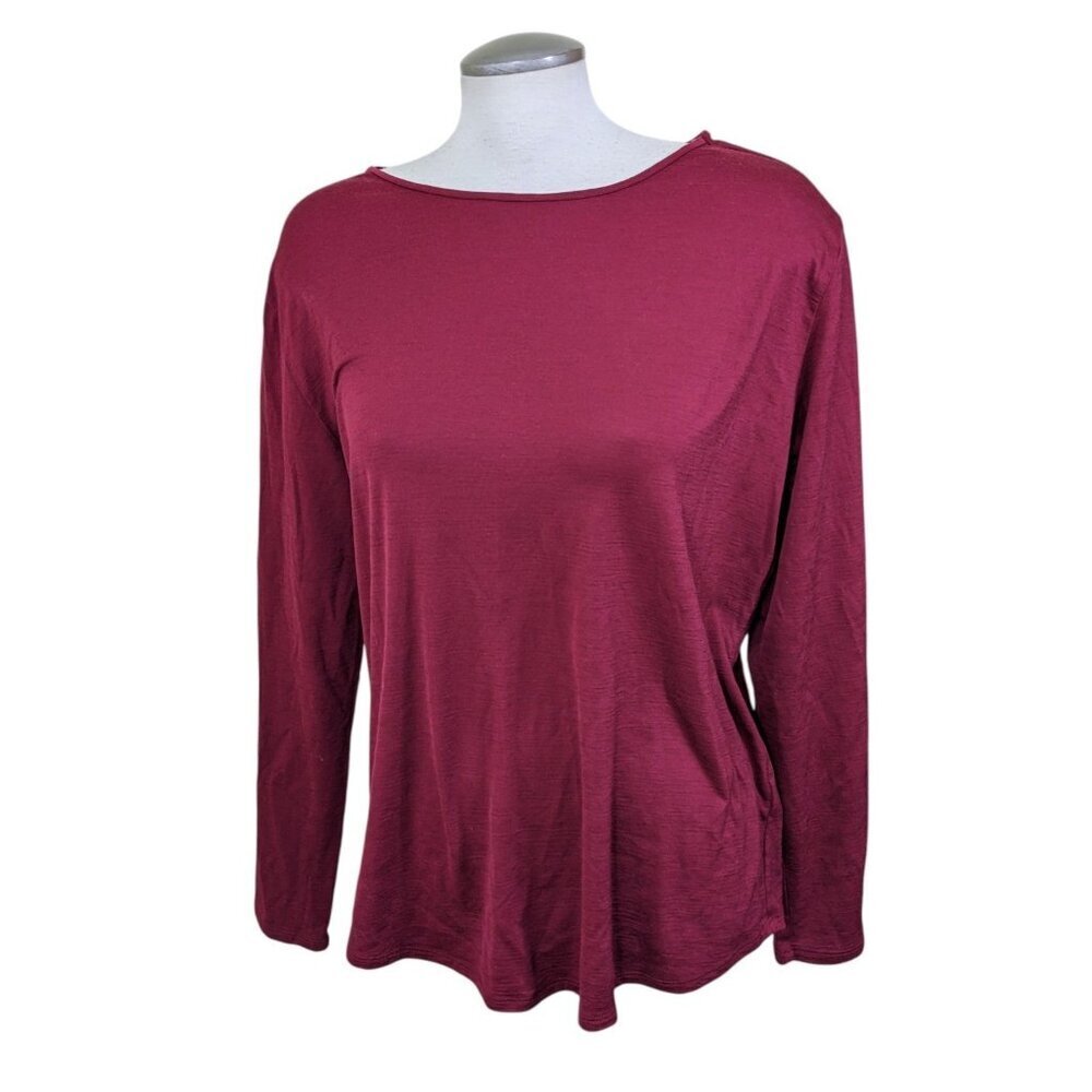 Segments Merino Wool Base Layer Top Long Sleeve Burgundy Red Womens Size XL